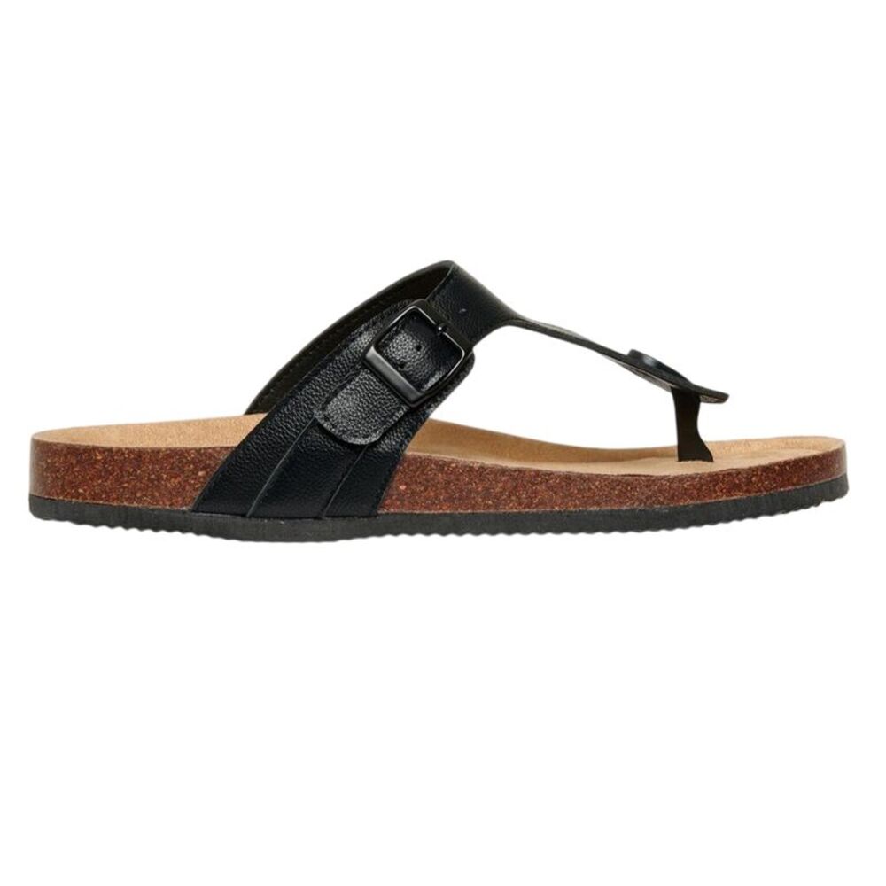 Threadbare Mens Toe Post Flat Sandals / Black